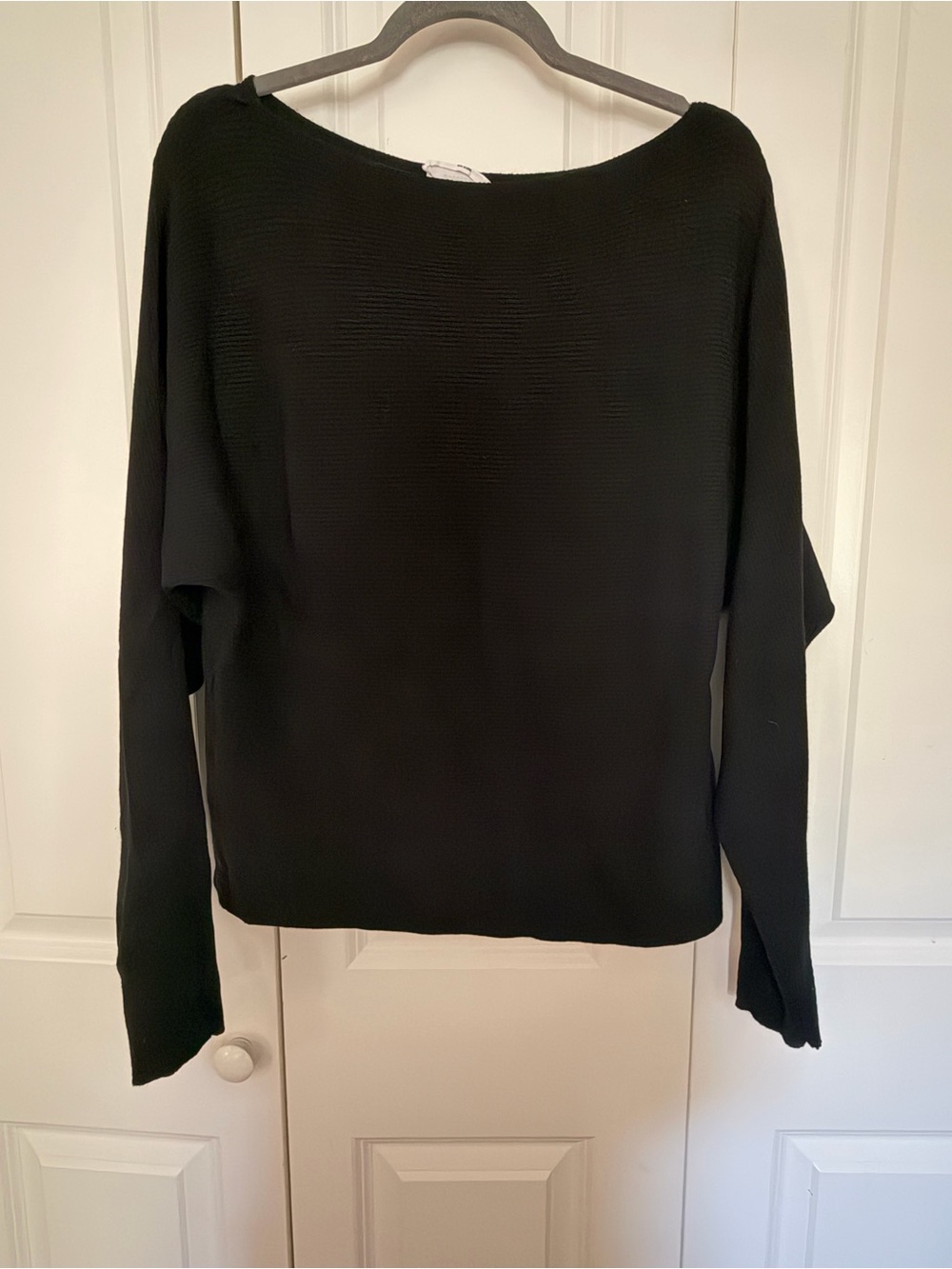 Double Zero Black Long Sleeve Boatneck Top